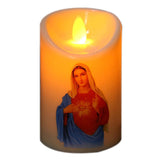 Maxbell Electronic Candle Flameless Pillar Light Decoration  Sacred Heart Female