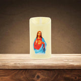 Maxbell Electronic Candle Flameless Pillar Light Decoration  Sacred man with heart