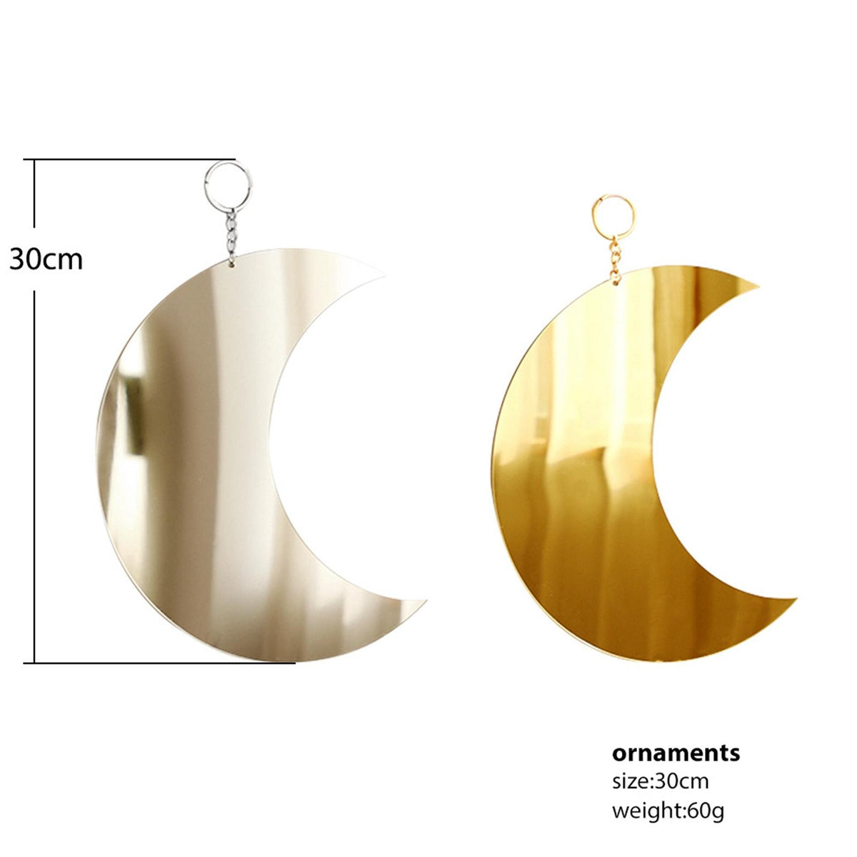 Maxbell Bohemian Style Moon Phase Mirror Acrylic Hanging Decor for Entrance Silver