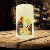 Maxbell Electronic Candle Flameless Pillar Light Decoration  Saint Family