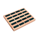 Maxbell 20 Slots Ring Tray Wooden Decoration for Earrings Ring Ladies Dark Green