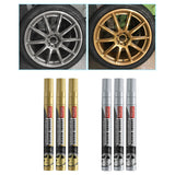 Maxbell 3x Car Tire Paint Pen Tyre Tread Marker Pens for Canvas Wood Fabric Gold