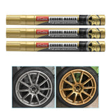 Maxbell 3x Car Tire Paint Pen Tyre Tread Marker Pens for Canvas Wood Fabric Gold