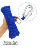 Maxbell Fishing Nylon Rope with Spring Hook for Magnet Fishing Retrieving Items Blue