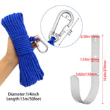 Maxbell Fishing Nylon Rope Set with Spring Hook Multipurpose for Magnet Fishing Blue