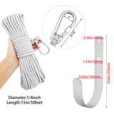 Maxbell Fishing Nylon Rope Set with Spring Hook Multipurpose for Magnet Fishing White