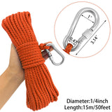Maxbell Fishing Nylon Rope with Spring Hook for Magnet Fishing Retrieving Items Orange