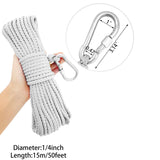Maxbell Fishing Nylon Rope with Spring Hook for Magnet Fishing Retrieving Items White