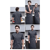 Maxbell Chef Jacket Short Sleeve Cooking Clothes Simple Chef Coat for Restaurant Gray M