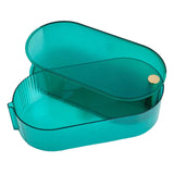 Maxbell Clear Rotating Box with Lid Jewelry Organizer for Necklace Small Objects Green