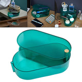 Maxbell Clear Rotating Box with Lid Jewelry Organizer for Necklace Small Objects Green