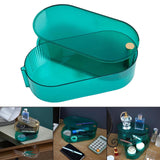 Maxbell Clear Rotating Box with Lid Jewelry Organizer for Necklace Small Objects Green