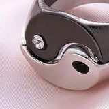 Maxbell Chinese Style Taiji Alloy Rings Black Silver for Women Men Party Jewelry