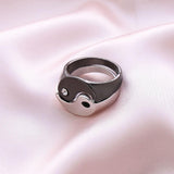 Maxbell Chinese Style Taiji Alloy Rings Black Silver for Women Men Party Jewelry