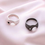 Maxbell Chinese Style Taiji Alloy Rings Black Silver for Women Men Party Jewelry