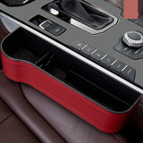 Maxbell Car Seat Gap Filler Plug in Holder PU Leather for Phones Cards Red