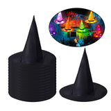 Maxbell 14x Pointed Top Halloween Witch Hats Cosplay Wide Brim Costume for Party Adults 37cmx35cm