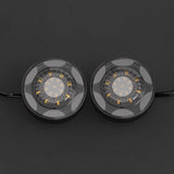 Maxbell 2Pcs Universal Motorcycle LED Turn Signal Lights 12V IPX6 Waterproof Round Blue