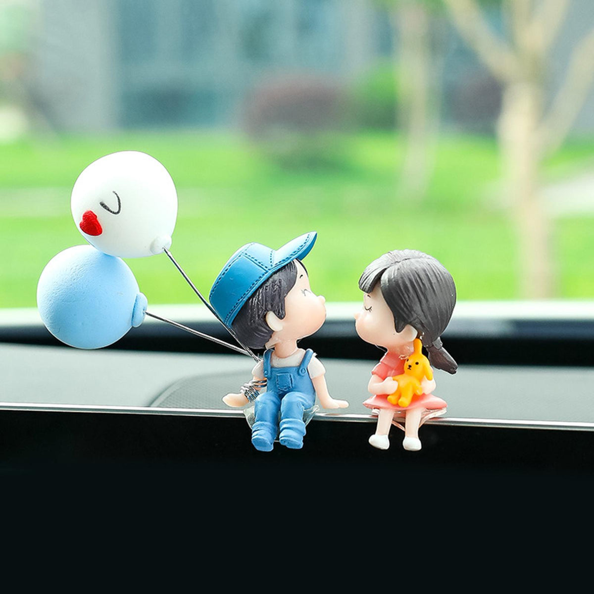 Maxbell 2 Pieces Car Dashboard Decorations Crafts for Themed Bedroom Desk Cab Blue Couple Doll