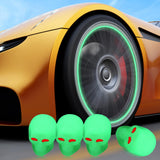 Maxbell 4 Pieces Car Tire Valve Stem Caps Luminous Dustproof for Bike Suvs Green