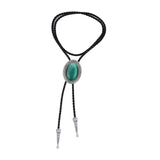 Maxbell Bolo Tie for Men Necklace Western Necktie Shirt Chain Neck Rope Dark Green Opal