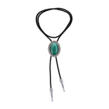 Maxbell Bolo Tie for Men Necklace Western Necktie Shirt Chain Neck Rope Dark Green Opal