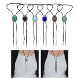 Maxbell Bolo Tie for Men Necklace Western Necktie Shirt Chain Neck Rope Dark Green Opal