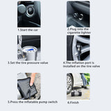 Maxbell Portable Air Compressor Tire Inflator Auto Air Pump Auto Shut Off DC 12V With Bag