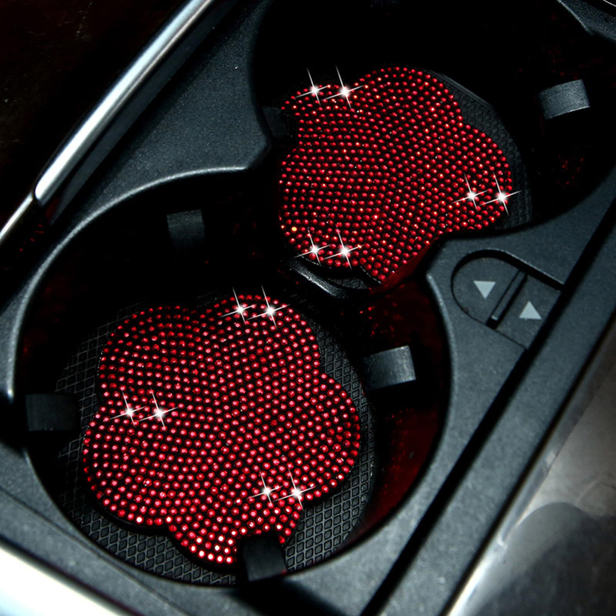 Maxbell 2 Pieces Car Coaster Water Cup Bottle Holder Pad Mat for Women Men Red