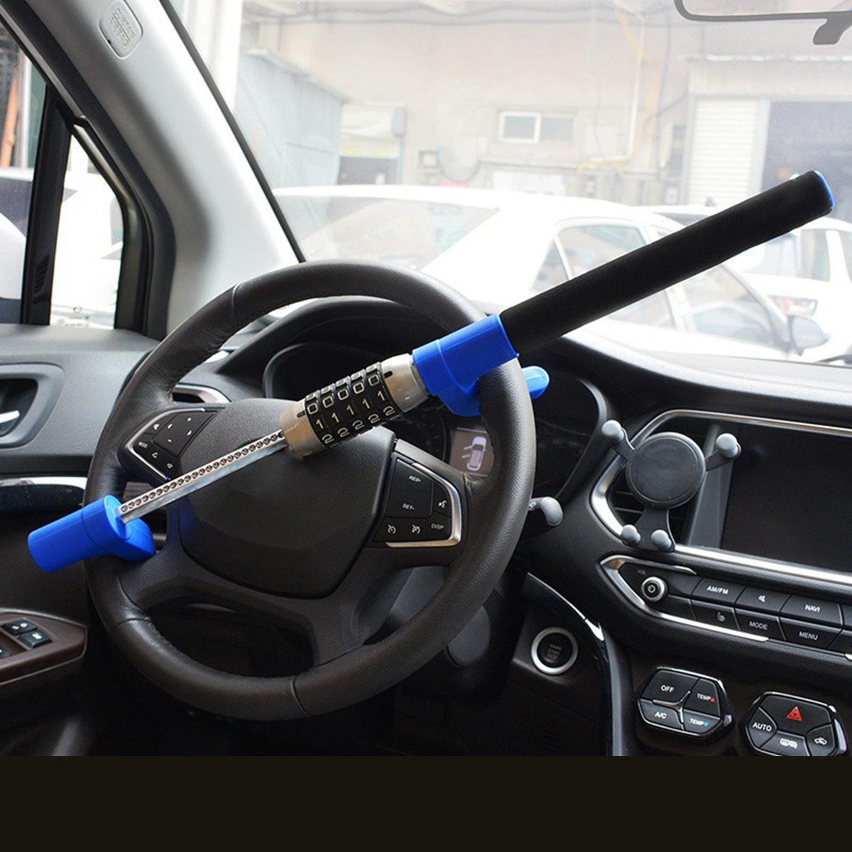 Maxbell Steering Wheel Lock Keyless Password Code Quick Release for Vehicle Van Blue