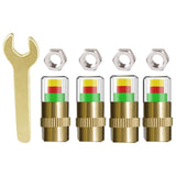 Maxbell 4 Pieces 2.4 Bar Car Tire Pressure Monitor Valve Stem Caps 3 Color for Bike Gold