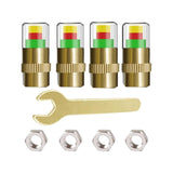 Maxbell 4 Pieces 2.4 Bar Car Tire Pressure Monitor Valve Stem Caps 3 Color for Bike Gold