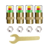 Maxbell 4 Pieces 2.4 Bar Car Tire Pressure Monitor Valve Stem Caps 3 Color for Bike Gold