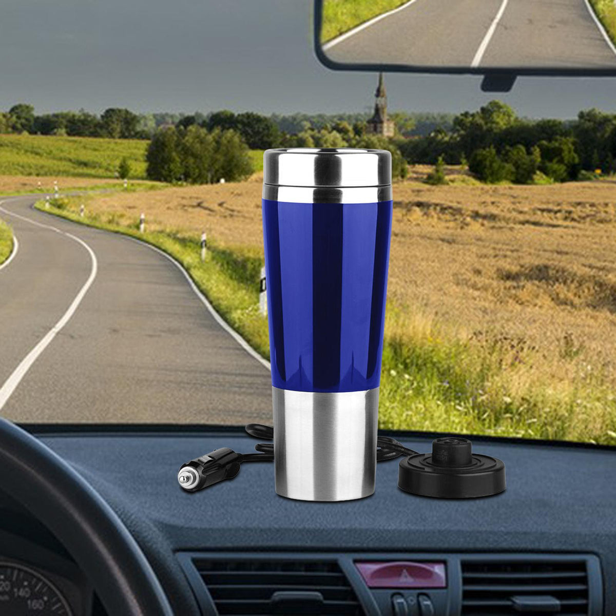 Maxbell Portable 12V Car Kettle Boiler 450ml Electric for Tea Coffee Blue