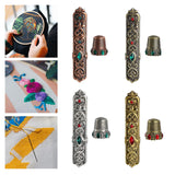 Maxbell Sewing Thimble Needle Case Victorian Sewing with Thimble Cross Stitch Metal Option 1