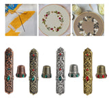 Maxbell Sewing Thimble Needle Case Victorian Sewing with Thimble Cross Stitch Metal Option 1