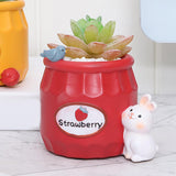 Maxbell Cute Flower Pot Flowerpot Art Decor Gift Animal Resin for Desktop Office Red