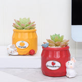 Maxbell Cute Flower Pot Flowerpot Art Decor Gift Animal Resin for Desktop Office Orange
