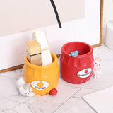 Maxbell Cute Flower Pot Flowerpot Art Decor Gift Animal Resin for Desktop Office Orange