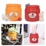 Maxbell Cute Flower Pot Flowerpot Art Decor Gift Animal Resin for Desktop Office Orange