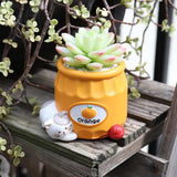 Maxbell Cute Flower Pot Flowerpot Art Decor Gift Animal Resin for Desktop Office Orange