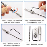 Maxbell 4 Pieces HSS Self Centering Drill Bit 1/4" Hex Shank for Door Cabinet Hinge
