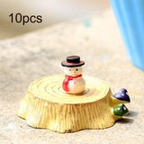 Maxbell 10Pcs Resin Miniatures Snowman Figurines Christmas Crafts Decoration