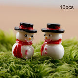 Maxbell 10Pcs Resin Miniatures Snowman Figurines Christmas Crafts Decoration