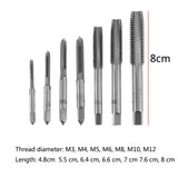 Maxbell 7Pcs Metric Thread Machine Tap Set M3-M12 Tapping Bits Tool Tap Set