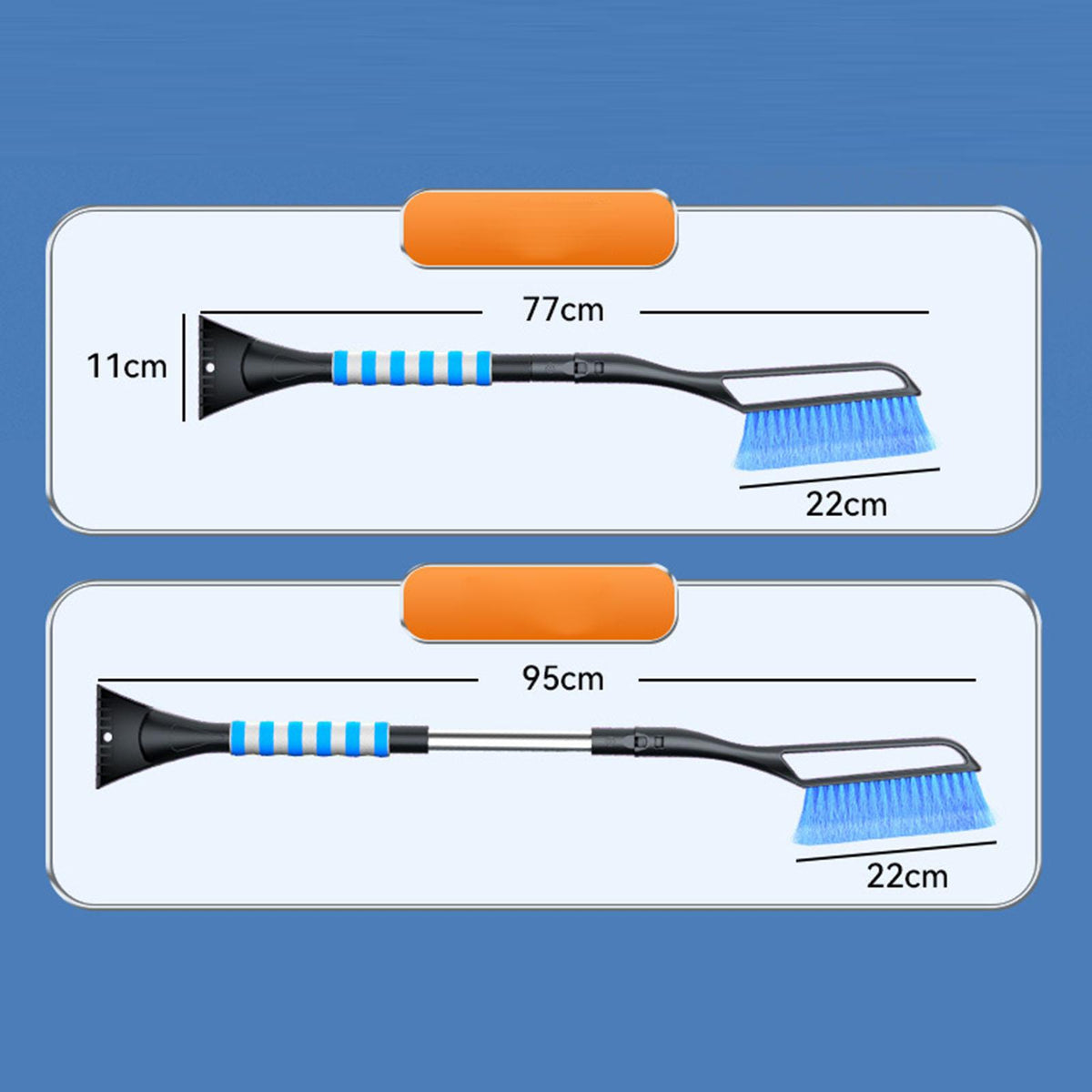 Maxbell Snow Removal Brush Tool Telescopic Aluminum Rod Handle for Windshield Blue