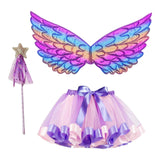 Maxbell Girls Fairy Costume Set with Wing and Wand for Photography Prop Role Play Purple