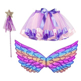 Maxbell Girls Fairy Costume Set with Wing and Wand for Photography Prop Role Play Purple