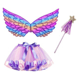 Maxbell Girls Fairy Costume Set with Wing and Wand for Photography Prop Role Play Purple
