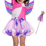 Maxbell Girls Fairy Costume Set with Wing and Wand for Photography Prop Role Play Purple